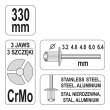 Kleště nýtovací pákové 3,2 - 6,4mm - 330mm CrMo